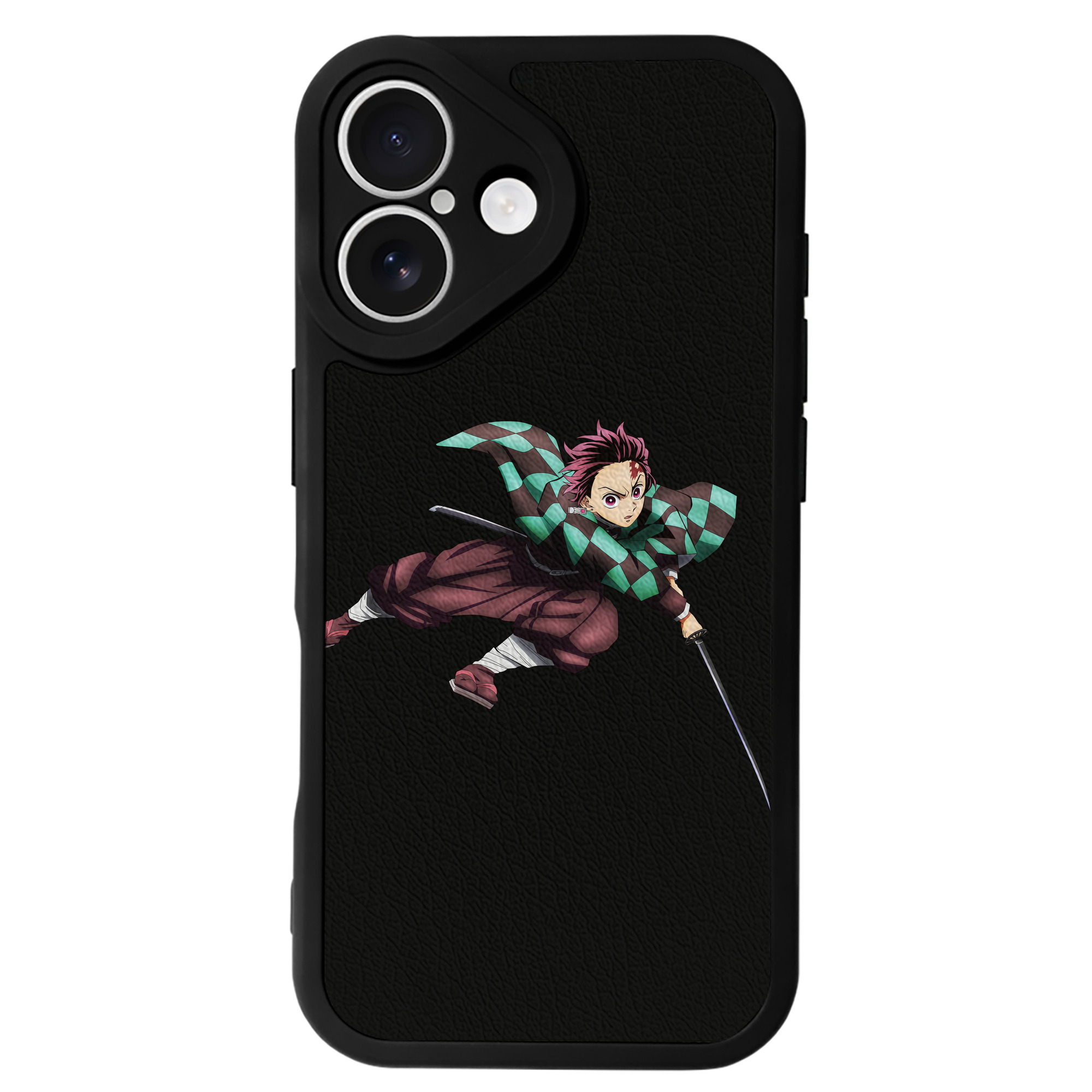 （画像用） 鬼滅の刃 竈門 炭治郎／かまど たんじろう Kamado Tanjirou 【iPhone 16シリーズ対応】シリコンスマホケース（レザー調） 材質：シリコン